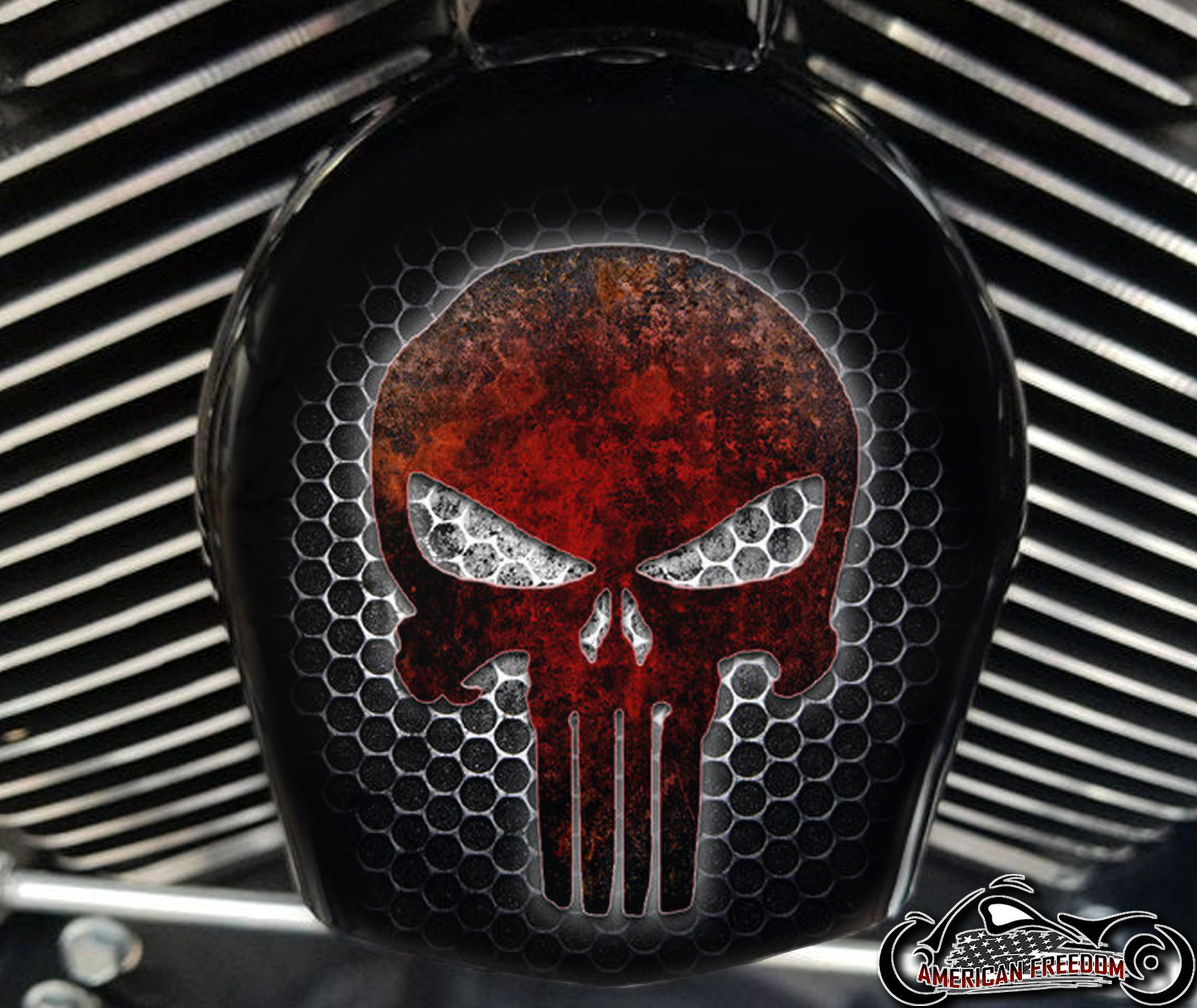 Custom Horn Cover - Punisher Grille (Red)